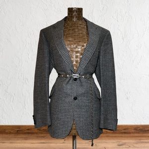 Vintage Samuelsohn Grey Tweed Houndstooth Blazer